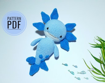 Axolotl crochet pattern Crochet axolotl plush Mexican salamander Amigurumi crochet pattern Crochet toys Сrochet animal pattern Plush pattern