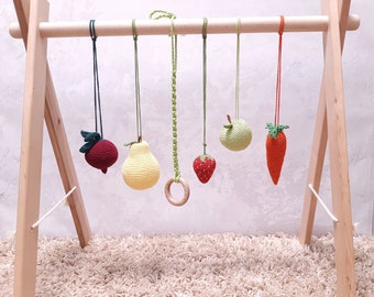 Brinquedos de crochê para pendurar em ginásios de bebê, móbile ecológico para berçário