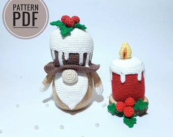 Padrões de crochê de natal pdf Crochê decoração de natal Padrões de gnomo Velas de Natal enfeites de Natal Padrão de crochê Amigurumi
