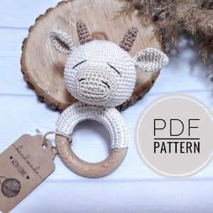 Cow crochet pattern Baby rattle Strawberry cow Crochet animal pattern Amigurumi patterns Educational toys Gender reveal ideas  Baby items