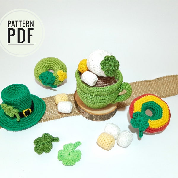 Décoration de la Saint-Patrick Modèles au crochet pour la Saint-Patrick Mini chapeau de lutin au crochet Modèles ornement de la Saint-Patrick Modèle Amigurumi