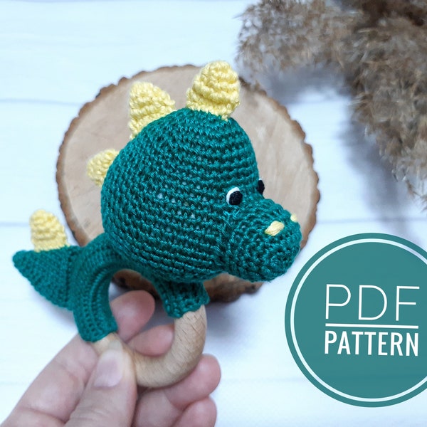 Amigurumi pattern Crochet dinosaur Crochet patterns Ukraine shops PDF pattern Baby rattle Dragon pattern Digital file Plushie pattern
