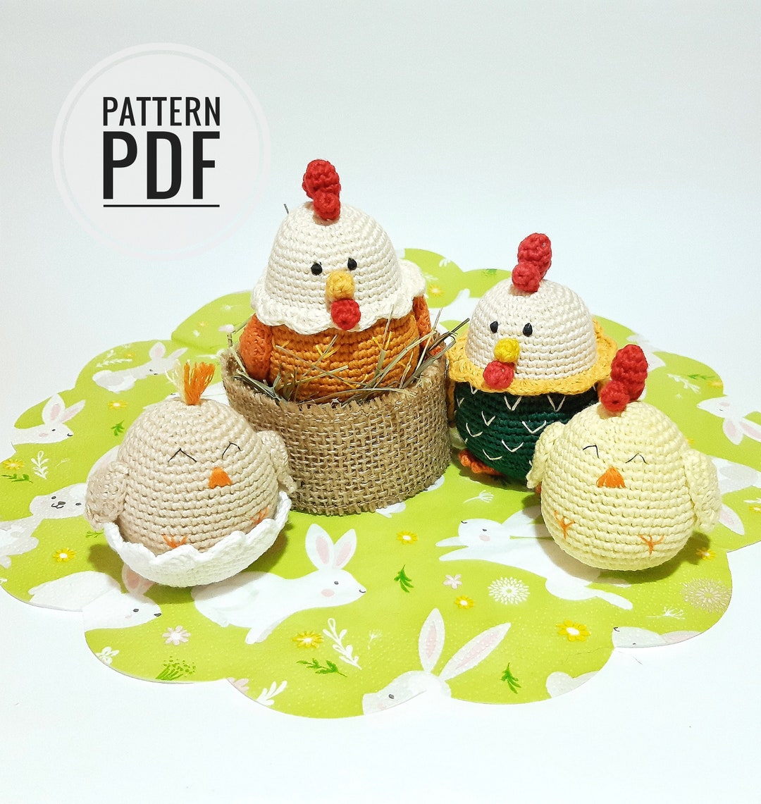 Crochet Patterns Easter Chicken Chicken Coop Decor Easter Tray Decor ...