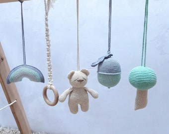 Baby gym toys Crochet bear  Baby play gym Baby hanging toys Nursery mobile New mom gift New mom gift basket Hanging mobile