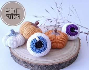 Crochet patterns Halloween eyeballs Pumpkin pattern Halloween amigurumi Halloween crochet Amigurumi pattern Halloween toy  Halloween decor