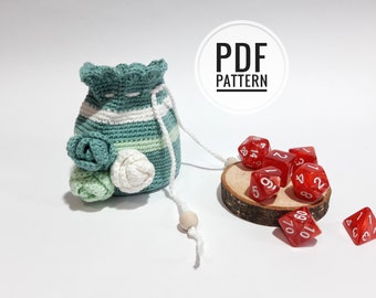 Patrones de bolsa de dados de crochet Patrón de bolsa de crochet Bolsa de dados con cordón Porta dados Bolsa con cordón de crochet Instrucciones para bolsa de dados Bolsa de mano