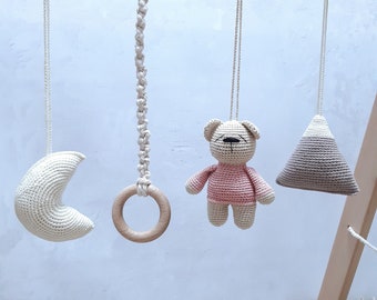 Baby gym Crochet bear  Baby gym toys Play gym toys Baby activity gym Baby hanging toys  Activity gym toys Hanging mobile Postpartum gift