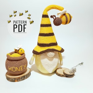 Virkmönster Tomtebi Virkat bimönster Tomteamigurumimönster Virkat tomtemönster Honungsbidekor Biplysch Humla