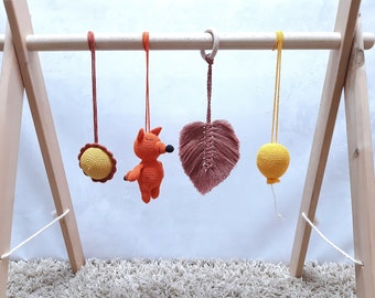 Crochet baby gym toy Hanging play gym toys Baby gym Activity gym toy Hanging mobile Crochet fox Play gym toy Baby play gym New mom gift