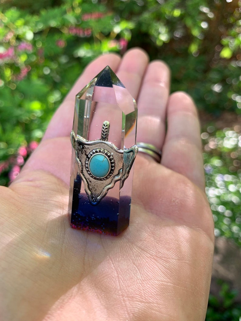 fairy crystal, altar decor aura crystal moss crystal witch decor terrarium decor Wicca crystal resin crystal Butterfly crystal