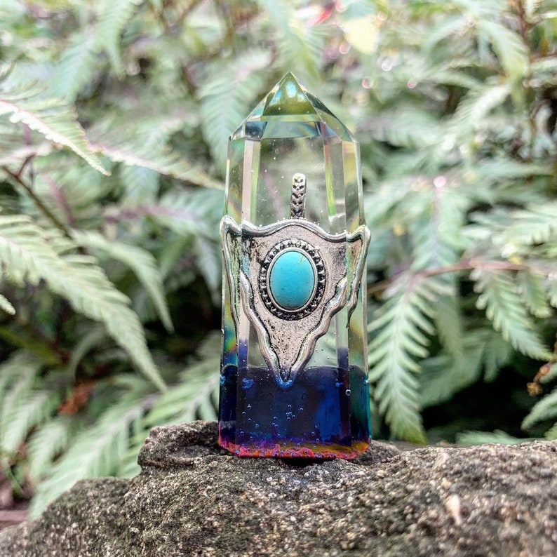 fairy crystal, altar decor aura crystal moss crystal witch decor terrarium decor Wicca crystal resin crystal Butterfly crystal