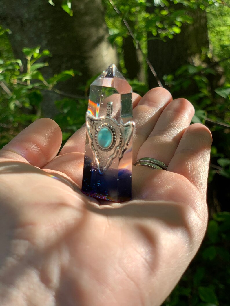 fairy crystal, altar decor aura crystal moss crystal witch decor terrarium decor Wicca crystal resin crystal Butterfly crystal