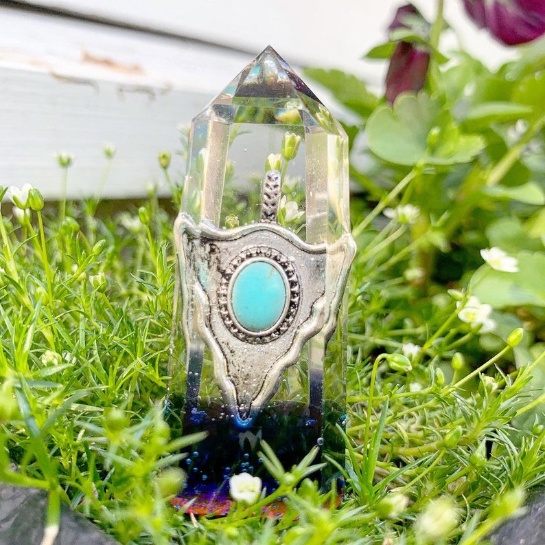 fairy crystal, altar decor aura crystal moss crystal witch decor terrarium decor Wicca crystal resin crystal Butterfly crystal