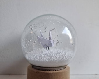 Cloche " boule à neige " grue origami