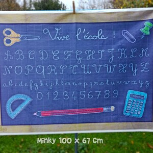 Coupon de tissu illustré "Ardoise ABC" à coudre - Disponible en Polycoton, Velours souple, Minky Minky 100x67