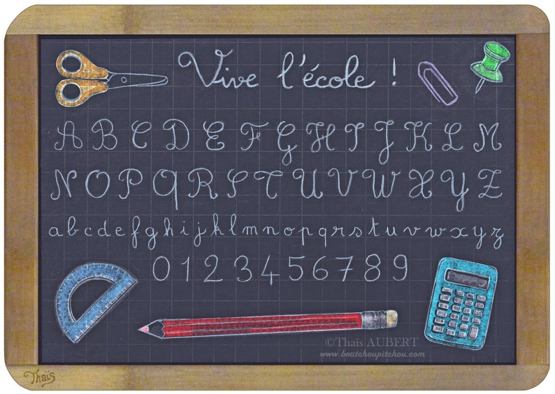 Coupon de tissu illustré "Ardoise ABC" à coudre - Disponible en Polycoton, Velours souple, Minky bild 1