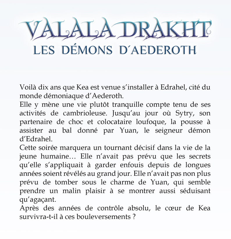 Novel Valala Drakht signed Young Adult paranormal romance by Thaïs Aubert image 3