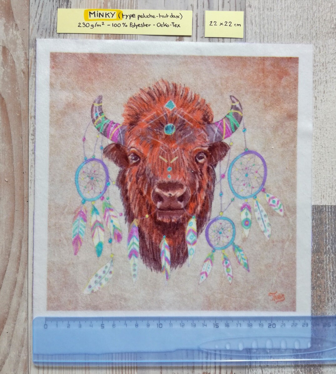 Illustrated Fabric Coupon bison Dreamcatcher Etsy