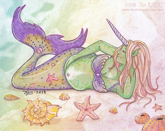 Illustrated fabric coupon "Pregnant Mermaid"