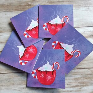 Greeting card illustrated cocooning Cup of hot chocolate Per batch of 5 or unit With selective varnish Carterie/papeterie image 6