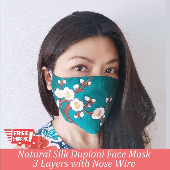 Pure Silk Dupioni Face Mask 3 Layers With Nose Wire/ Natural Etsy