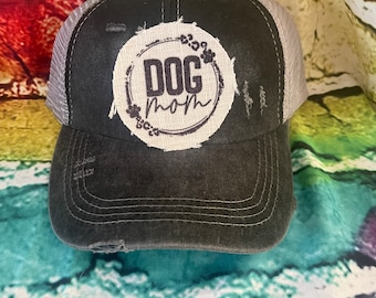 Dog mom patched ponytail hat | mom gift | gift for mothers day | fur mama | i love dogs hat | dog lover gift | dog mom