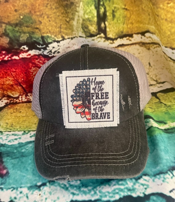Patriotic Floral Patch Baseball Cap - Red White Blue ?? Top off your look with our USA Applique Hats! Featuring  main image 3