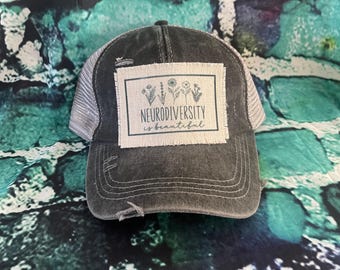 Neurodiversity is beautiful patched ponytail hat | gift for mom | autism mom hat | spectrum hat | gift for mothers day | beach hat