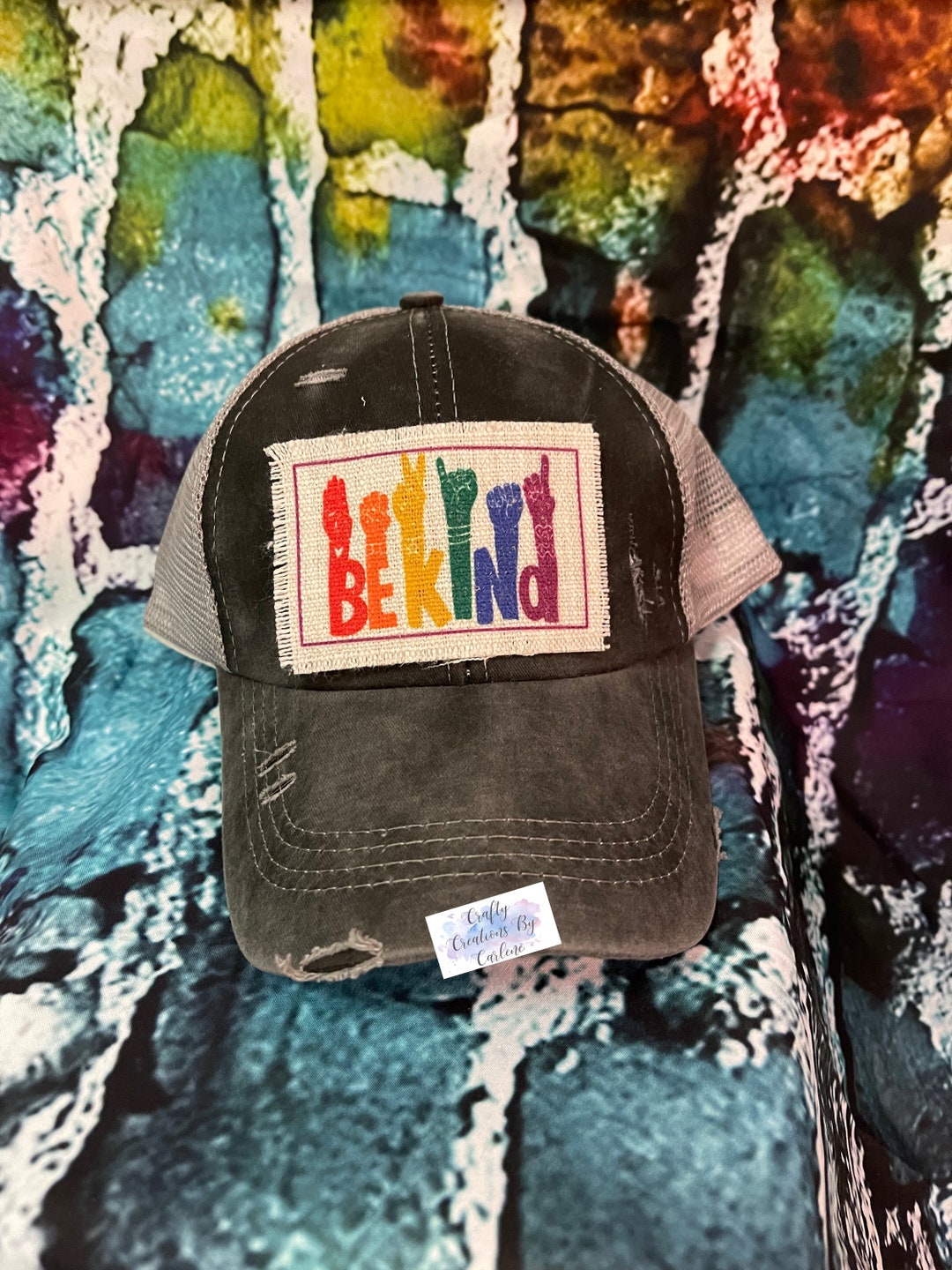 Be Kind Sign Language Patched Ponytail Hat | Hat for the Deaf | Gift ...