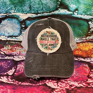 Motherhood patched ponytail hat | gift for her | gift for mom | sarcasm hat |funny gift mom | christmas gift for mom | mom life | anxiety