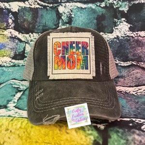Cheer mom (tiedye) Ponytail hat | gift for mom | cheer lover gift | cheer life | pom poms | gift for cheer mom