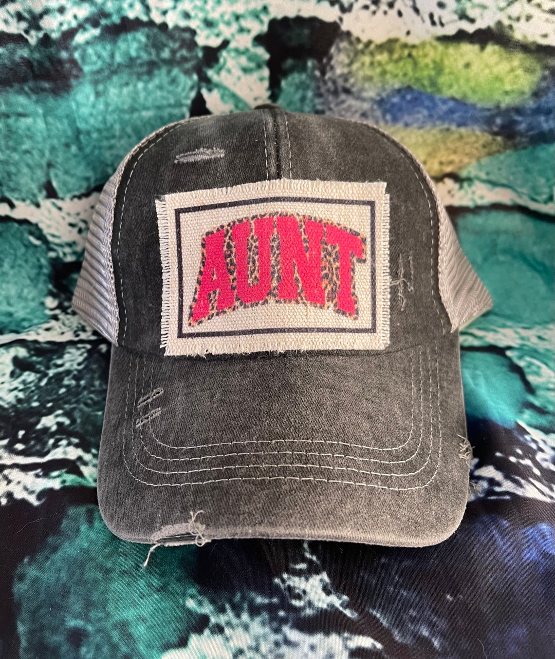 Auntie (pink Cheetah) Patched Ponytail Hat | Gift for Aunt | Aunt Hat ...