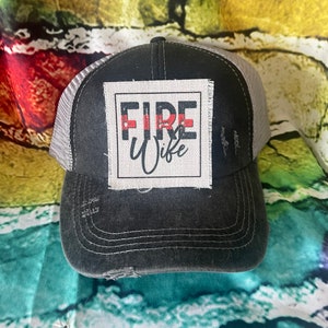 Fire Wife patched Hat |Firefighter Gift | Redline | Back The Red | Gift for Mom | Fire Fighter Wife Gift |fire dept | first responder| hero
