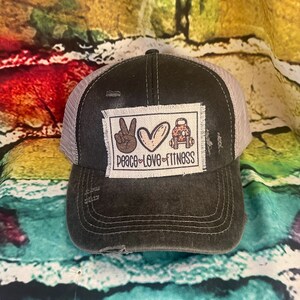 Peace love fitness patched hat | gym hair | gym life hat |strong muscle mama gift | gift for mom | kickboxing mom hat | summertime gym hat