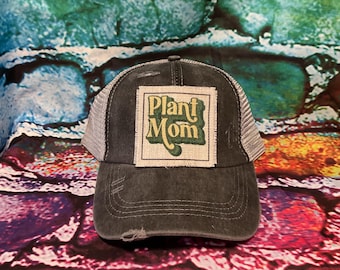 Plant mom patched hat | gift for plant lover | plant lady gift | plant lover | gardener gift
