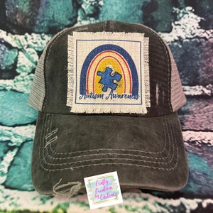 autism awareness rainbow patched ponytail hat |gift for autism mom| autism acceptance | autism mama