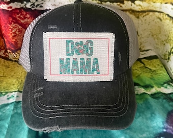 Dog mama patched ponytail hat | mom gift | pet saying hat | gift for mothers day | fur mama patched hat | gift for dog mom | dog mom