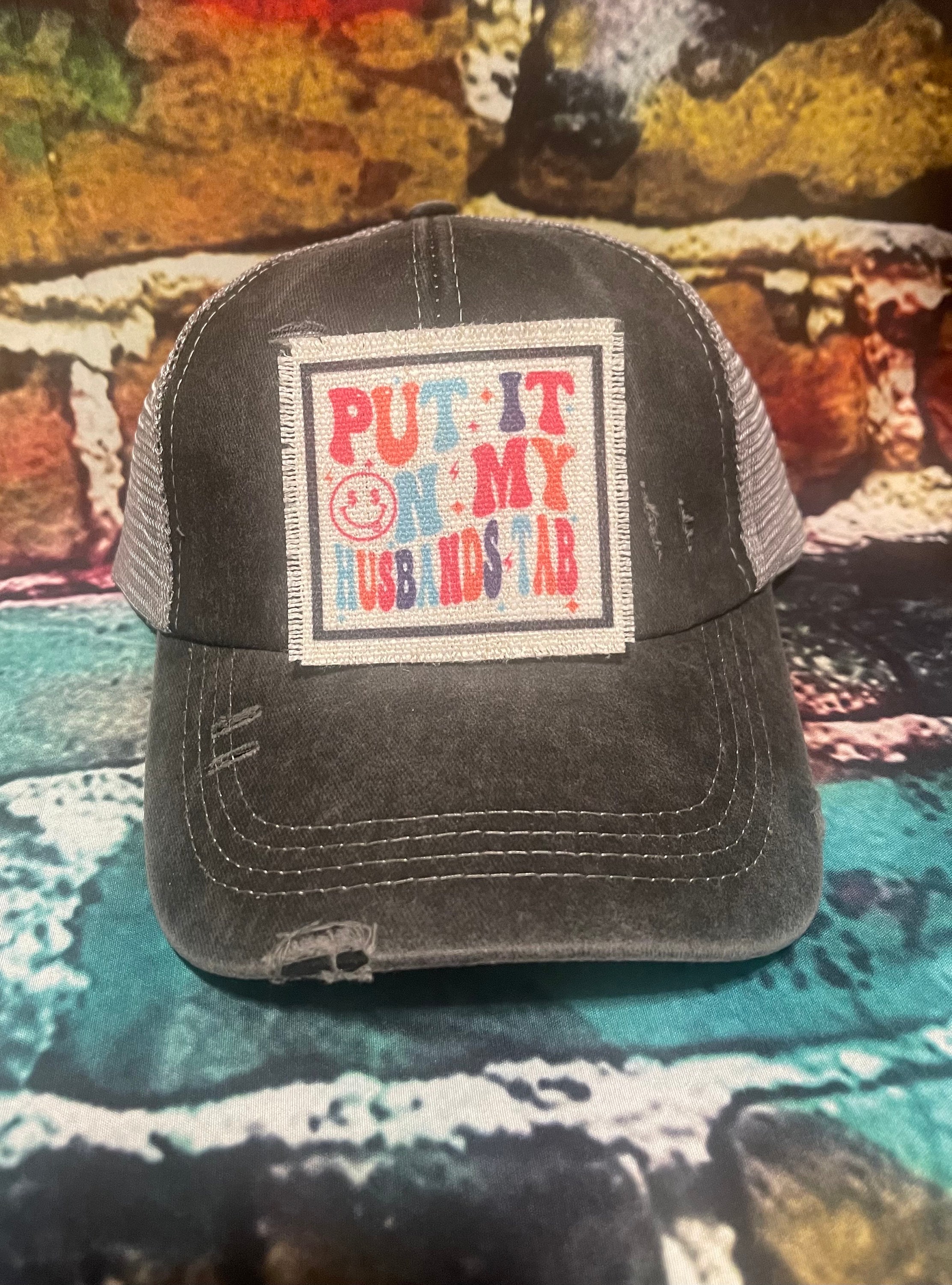 Put It on My Husbands Tab Patched Hat #1 | Gift for Her | Funny Patched ...