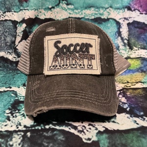 Soccer aunt Patched hat | gift for sports aunt | loud & proud soccer hat | Ponytail hat | mother day gift for aunt | soccer hat | field life