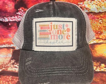 one more chapter patched ponytail hat | gift for reader | Mothers Day Gift | book lover patched hat | book lover | bookworm hat