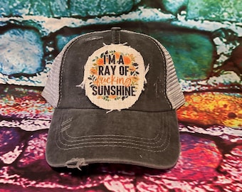 Im a ray of sunshine patched hat | gift for her | gift for mom | sarcasm hat for her |funny gift mom | christmas gift for mom