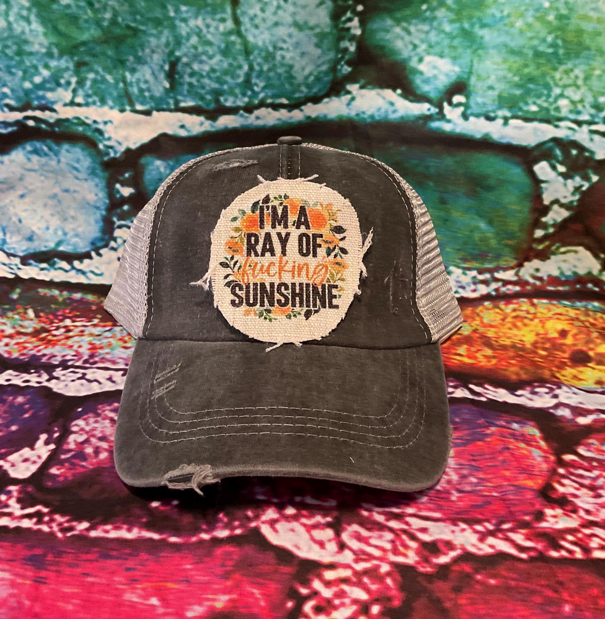 "I'm A Ray Of F*cking Sunshine" Baseball Cap - Gray, Funny Saying Hat For Men & Women - View #7