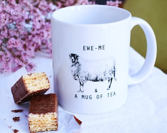Sheep, Ewe, Me & a Mug of Tea ceramic sheep-farm country design coffee-tea mug