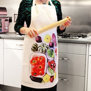Apron, Adult Apron with Vegetable design. Kitchenware Adult Apron, Vegetarian Adult Apron, Colourful Kitchen Apron.