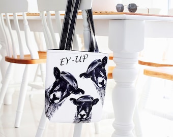 Bolsa de mano Yorkshire Sheep: bolsa de compras de algodón acolchada hecha a mano