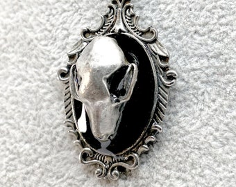 Silver Metal Bat Skull in Small Silver Gothic Necklace