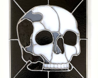 Stained Glass Skull in Grey Colors