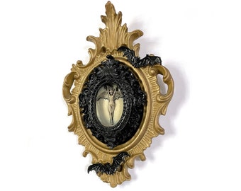 Bat Woman with Double Black Frame in a Antique Wall Frame - Gothic Home Deco