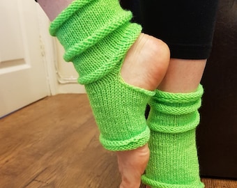 Hand Knit Wool Yoga Socks: Toe-less Pilates Barre Socks