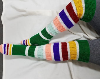 Hand-Knit Cable Knit Thigh-High Socks: Women's Winter Boot Socks